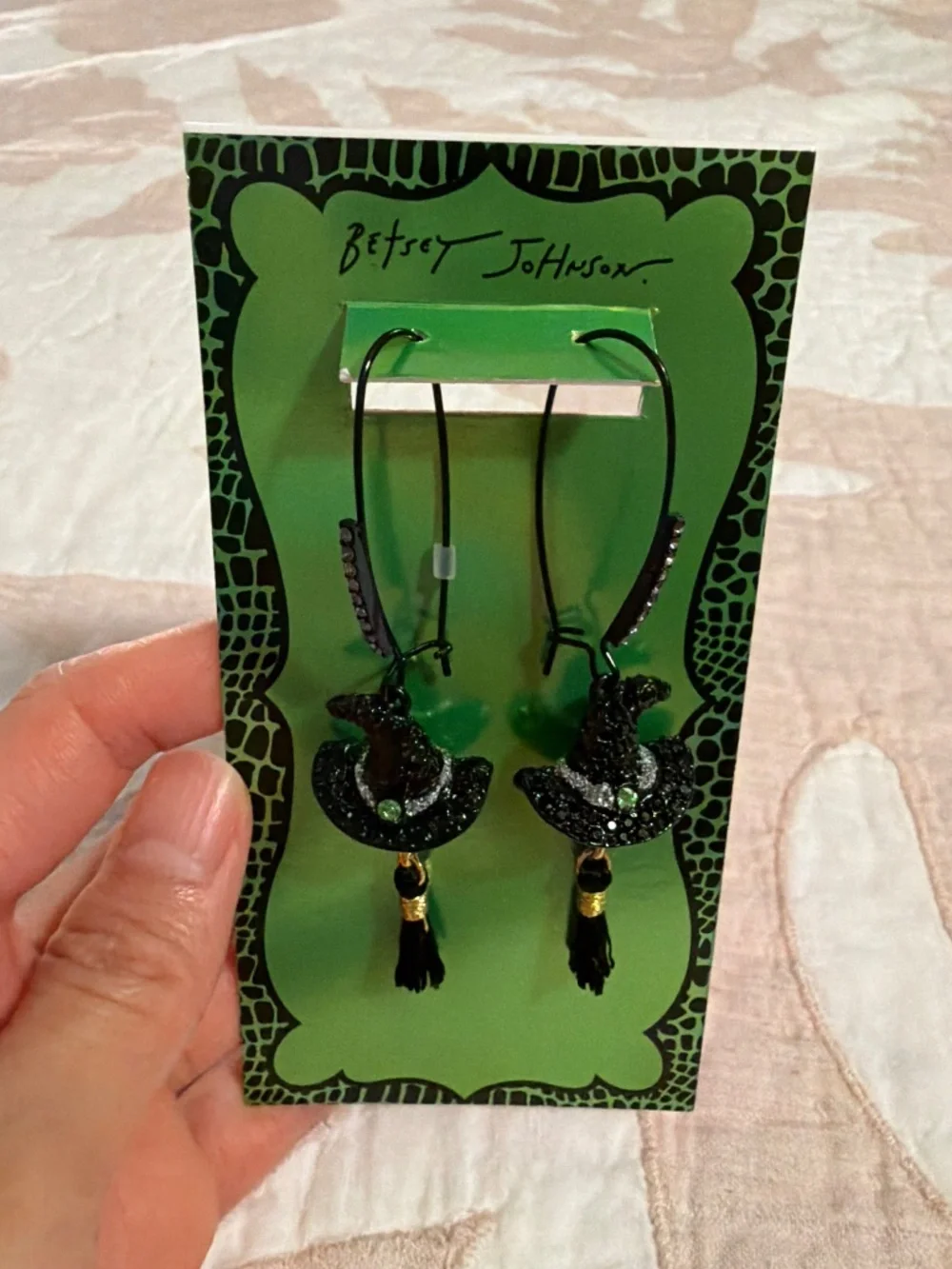 NWT - Betsey Johnson Halloween Witch Hat Tassel Drop Earrings